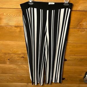 INC International Concepts Womens Striped Wide Leg Pant Black White Heritage‎ XL